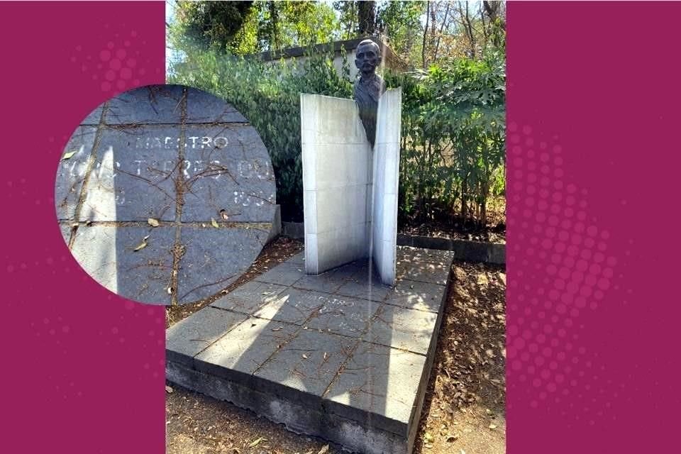 Salvo por el busto de bronce, la tumba del profesor y pedagogo Gregorio Torres Quintero carece de cualquier seña de identidad, pues sus letras casi han sido borradas.