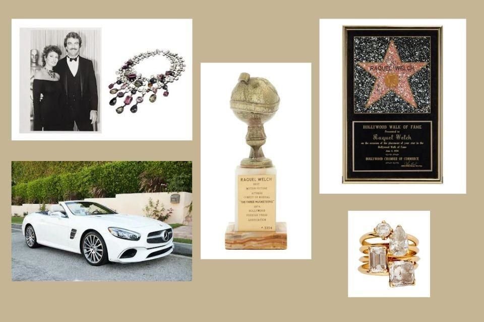 El Globo de Oro, joyas y hasta el auto que pertenecieron a Raquel Welch forman parte de la colección.