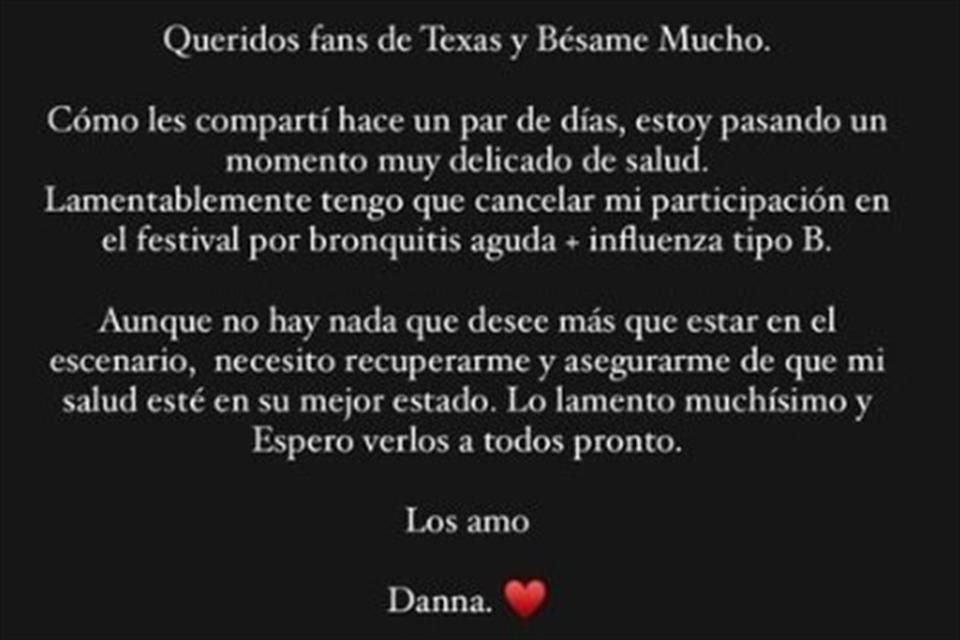 Danna Paola emitió un mensaje a través de sus redes sociales.