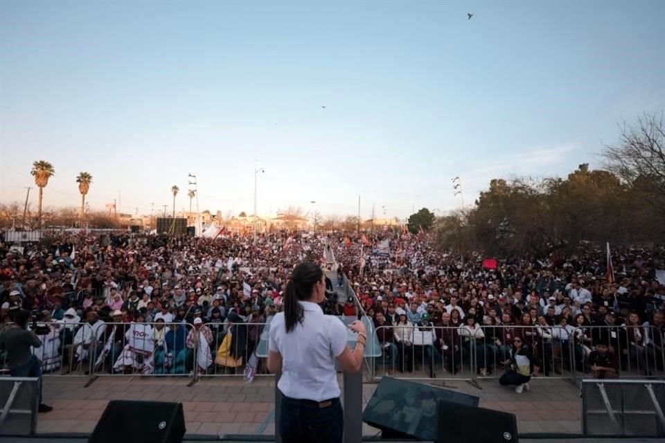 La morenista Claudia Sheinbaum estuvo ayer en Ciudad Juárez, Chihuahua.