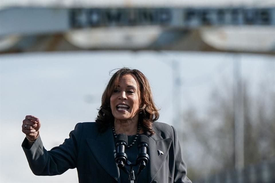 La Vicepresidenta de Estados Unidos, Kamala Harris, durante un evento en el puente de Selma el 3 de marzo del 2024.