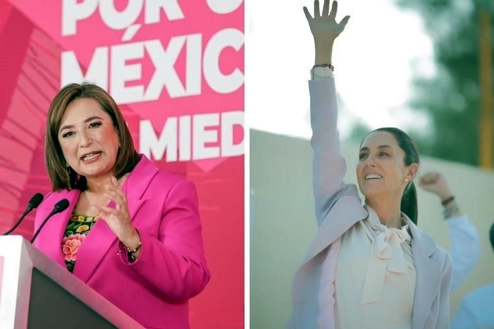 Xóchitl Gálvez, candidata presidencial de la Oposición, y Claudia Sheinbaum, aspirante de la coaliación Sigamos Haciendo Historia.