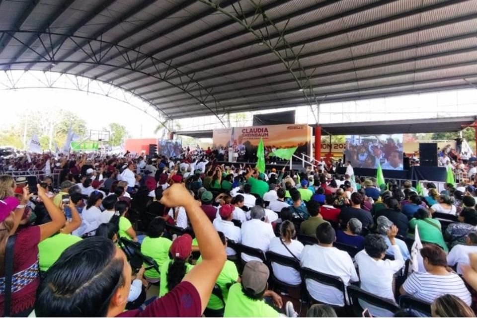 Claudia Sheinbaum sostuvo un mitin en Felipe Carrillo Puerto, Quintana Roo.