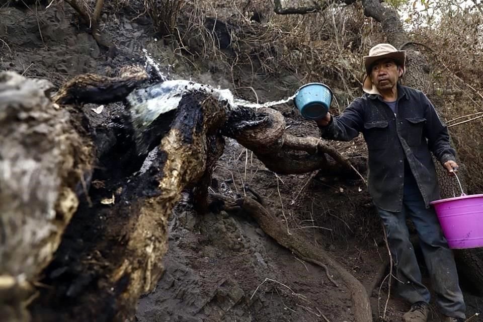 Los vecinos de la Colonia La Joyita debieron mitigar el incendio con el agua que les es abastecida por pipas.