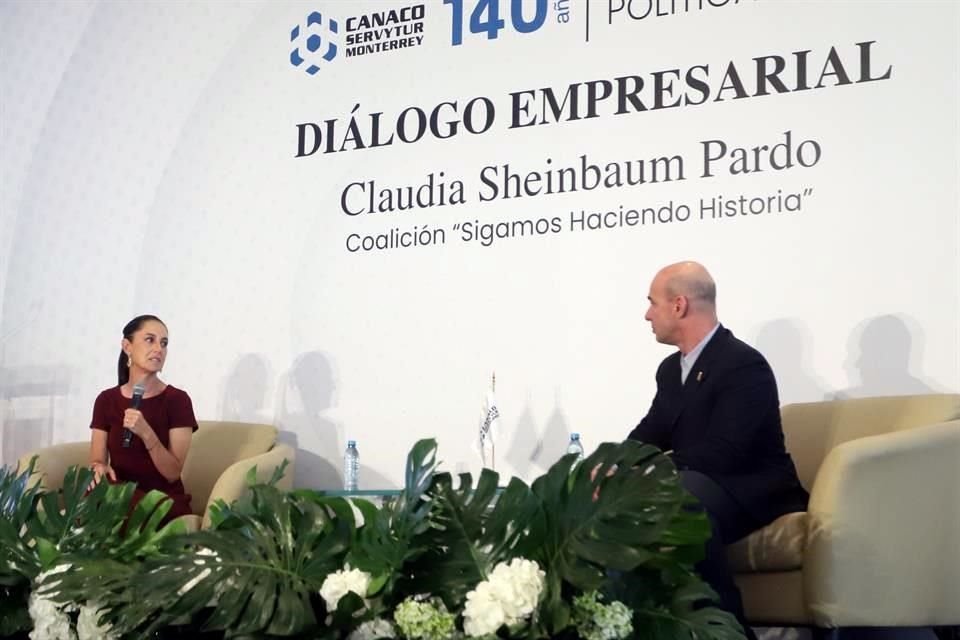 Claudia Sheinbaum sostuvo un diálogo con empresarios, organizado por la Canaco Monterrey.