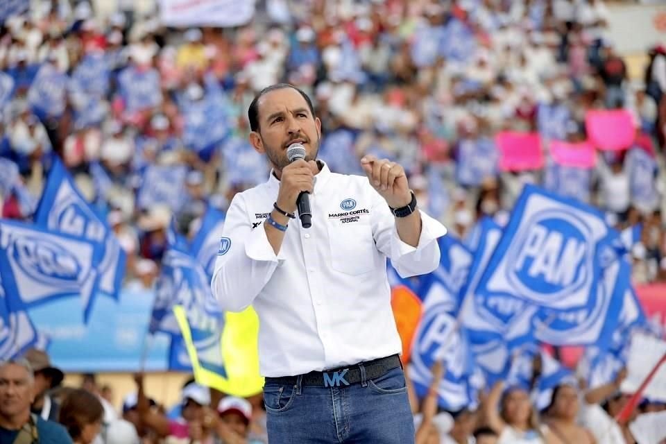 Marko Cortés, líder nacional del PAN, participó en un mitin en Irapuato, Guanajuato.