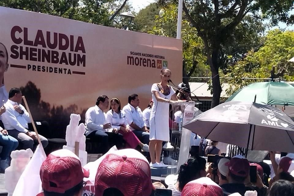 Sheinbaum encabezó un mitin en Tecomán, Colima.