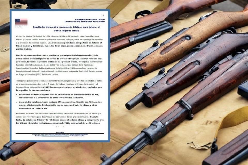 El Embajador Salazar destacó el uso del sistema eTrace para el rastreo de armas.