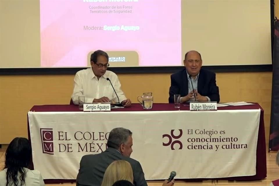 Proyecto de seguridad de Xóchitl Gálvez pone énfasis en la captura de los generadores de violencia, dijo Rubén Moreira en un foro en Colmex.