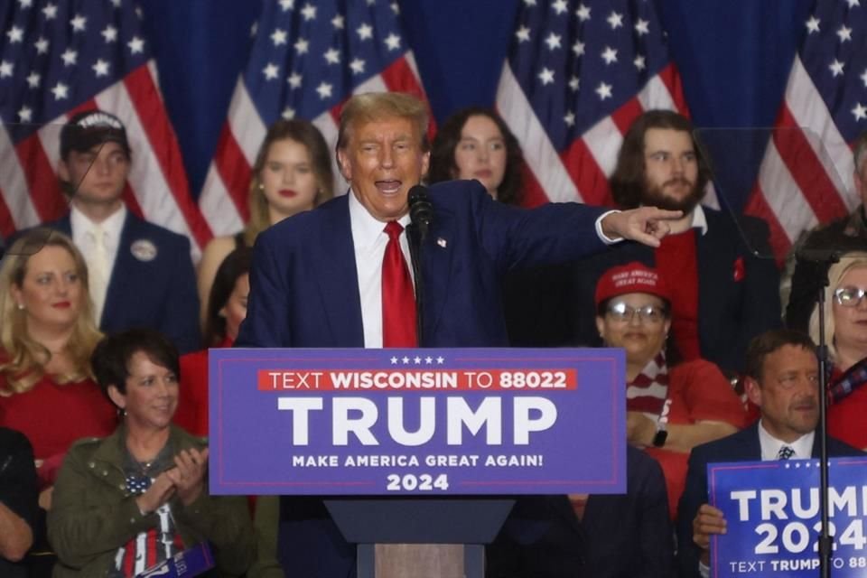 El ex Presidente Donald Trump durante un evento de campaña en Wisconsin, el 2 de abril.