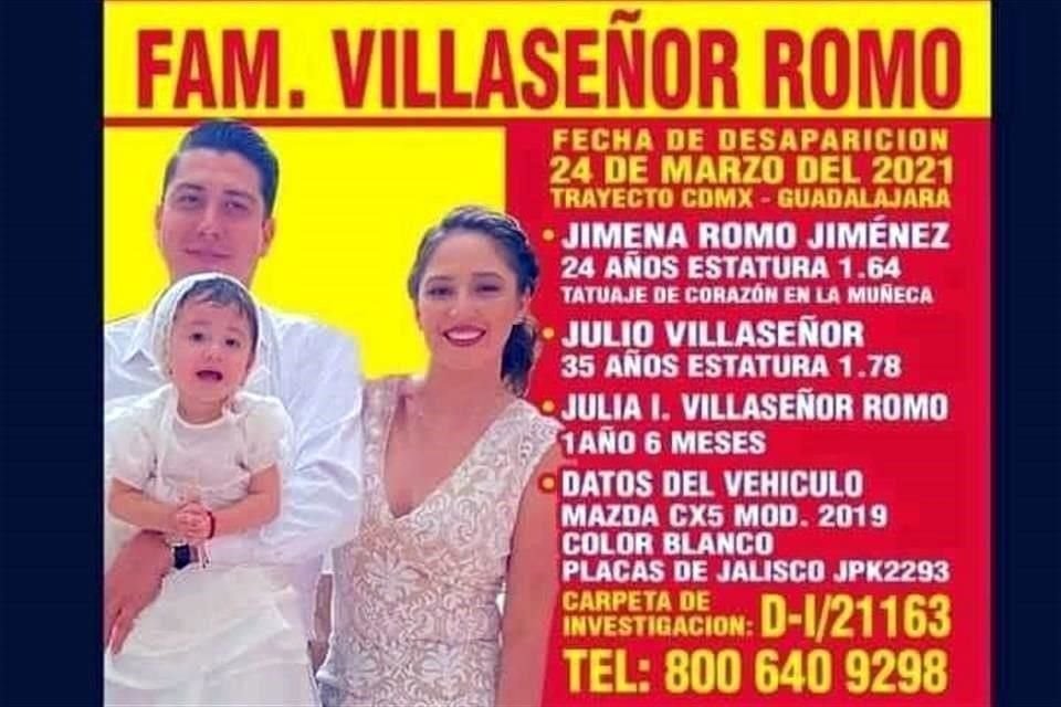 La familia Villaseñor Romo desapareció después de regresar de un viaje desde la CDMX el 24 de marzo.