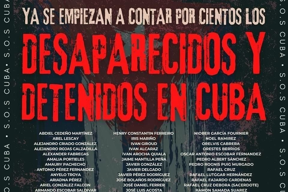 El Movimiento San Isidro, que aglutina a escritores, artistas y académicos en defensa de los derechos civiles y culturales en Cuba, difundió una lista con los nombres de algunos de los detenidos en las protestas.