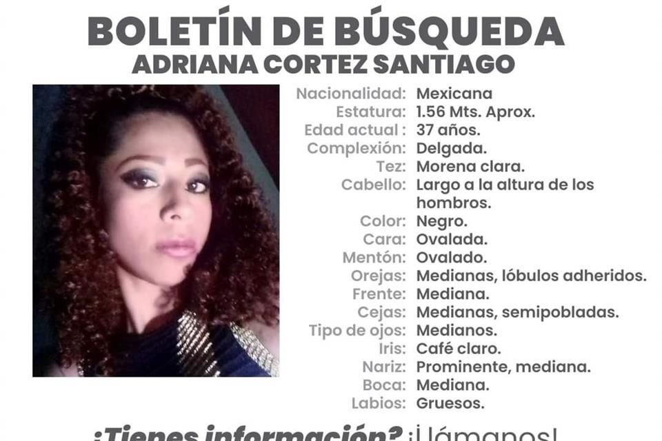 En Puebla se registró la denuncia por la desaparición de Adriana Cortés Santiago.