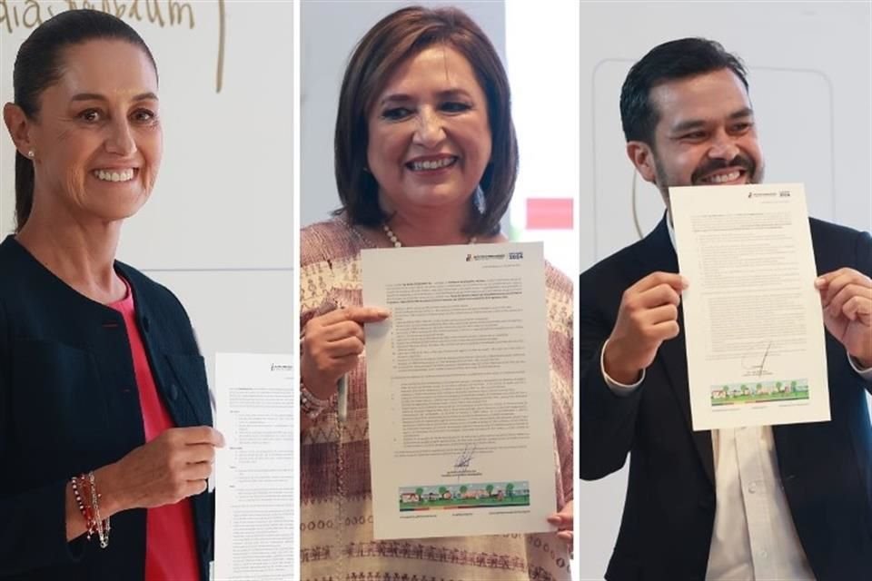 Claudia Sheinbaum, Xóchitl Gálvez, Jorge Álvarez Máynez, candidatos presidenciales.