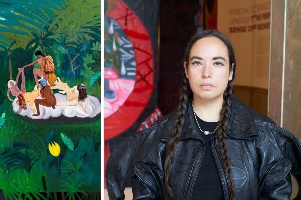 Detalle del políptico de Frieda Toranzo Jaeger 'Rage is a Machine in Times of Senselessness', que incluye el bordado, un arte que ha sido relegado.