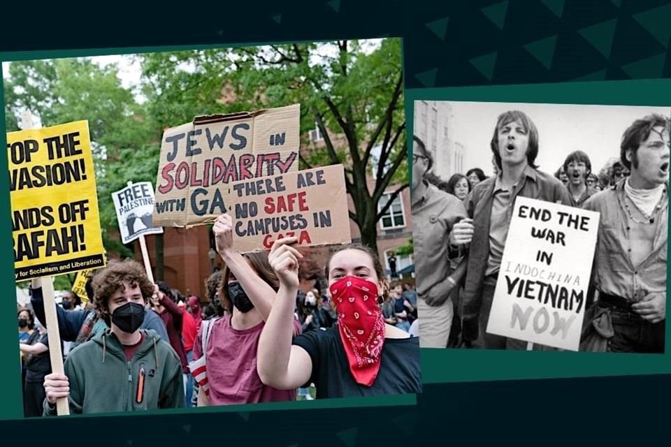 Las protestas estudiantiles contra la guerra entre Israel y Hamas son un recordatorio del movimiento por la Guerra de Vietnam en los 60.