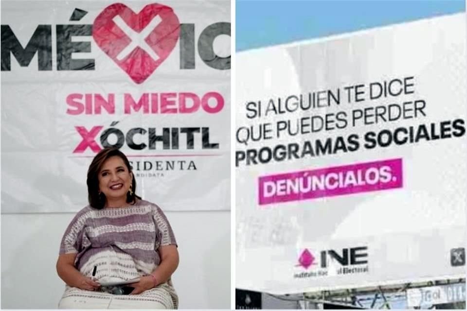 El TEPJF determinó que Gálvez no cometió una falta electoral por mostrar estos anuncios en marzo pasado donde usó el emblema del INE.