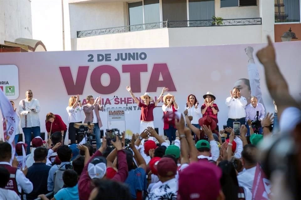 Claudia Sheinbaum encabezó un mitin en San Francisco del Rincón, Guanajuato.