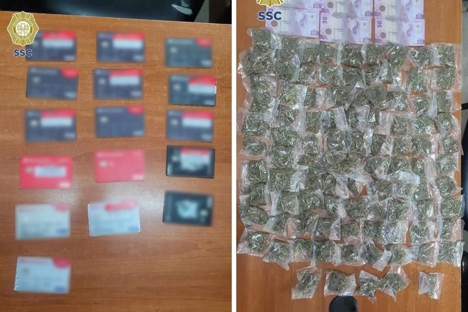 A los sujetos les encontraron 95 dosis de mariguana y 16 tarjetas bancarias de las cuales no acreditaron su legal propiedad.