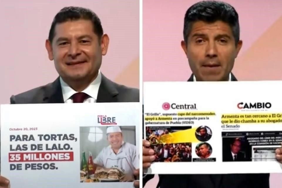 Los candidatos a la gubernatura de Puebla, el morenista Alejandro Armenta y el panista Eduardo Rivera, intercambiaron una serie de acusaciones por derroches de dinero y nexos con criminales.