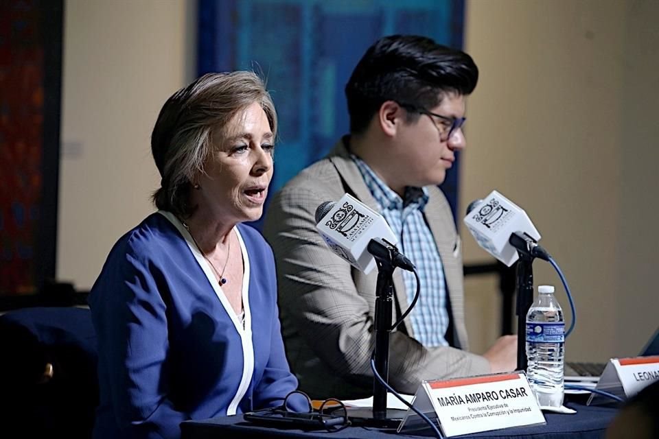 María Amparo Casar, Presidenta Ejecutiva de Mexicanos Contra la Corrupción y la Impunidad en una conferencia en la CDMX, el 12 de febrero del 2020.