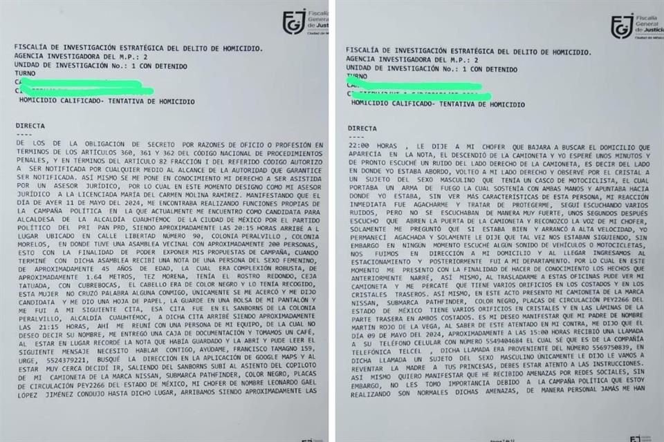 'Aquí les dejo la declaración que hice la noche en la que me querían matar para que me digan ¿dónde están las contradicciones?', compartió Rojo de la Vega.