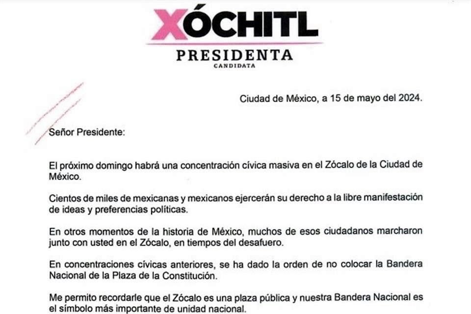 En su carta, Xóchitl Gálvez se dirige al 'señor Presidente', sin mencionarlo por su nombre.