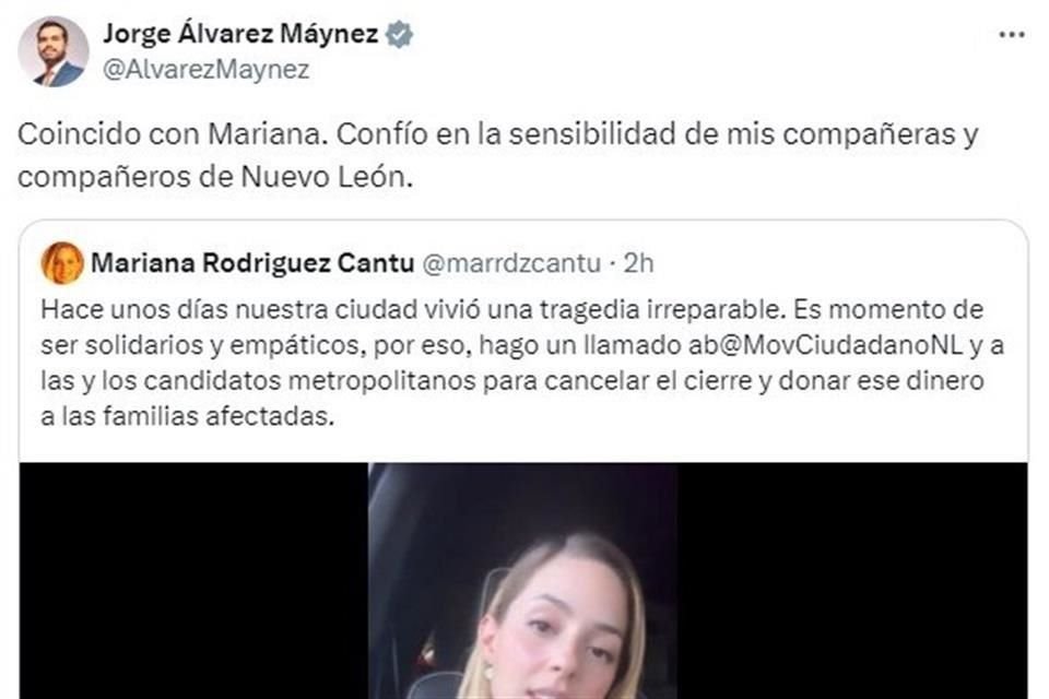 Jorge Álvarez Máynez publicó en su cuenta de 'X' su postura de los hechos.