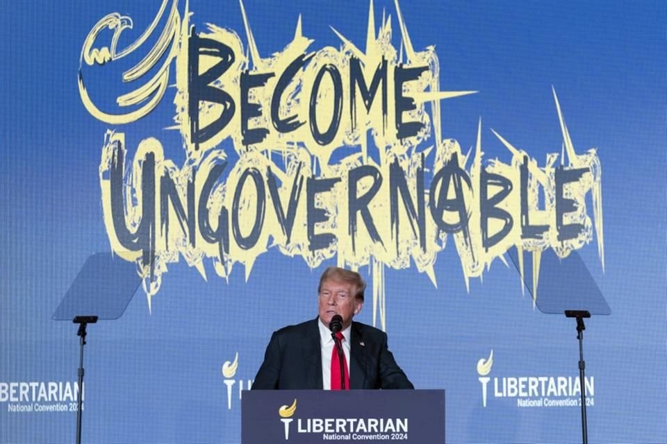 El candidato presidencial Donald Trump durante la Convención Nacional Libertaria en Washington, el sábado 25 de mayo.