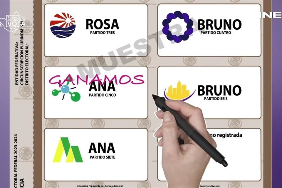 Cualquier marca puede ser ser válida, incluyendo textos, dentro del recuadro de un partido político.