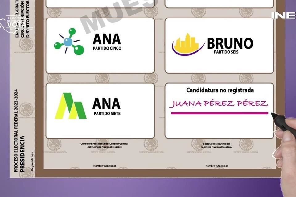 También se puede escribir el nombre de una persona en el recuadro de candidaturas no registradas.
