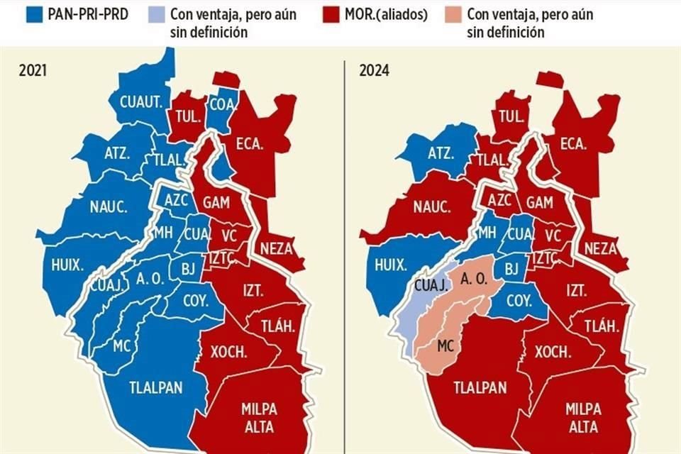 EL AVANCE GUINDA. Contraste de resultados en las dos elecciones recientes en la Zona Metropolitana.