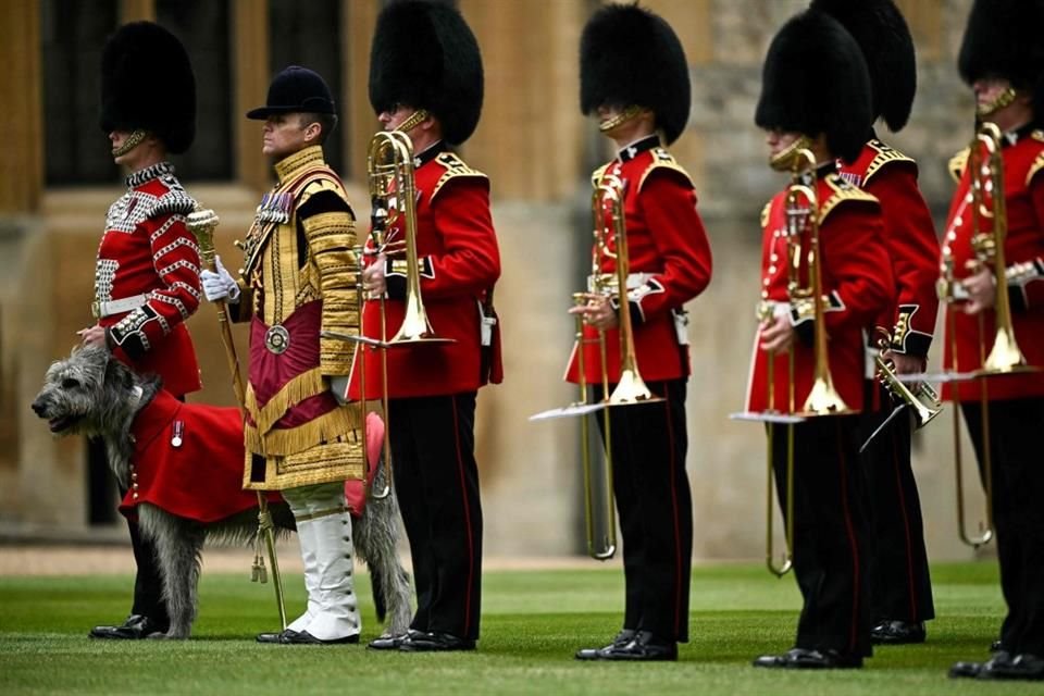 La banda del regimiento irlandés llegó al Castillo de Windsor para ser presentada.
