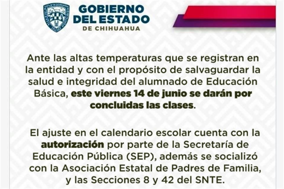 El término del ciclo escolar 2023-2024 estaba pactado para el 16 de julio.