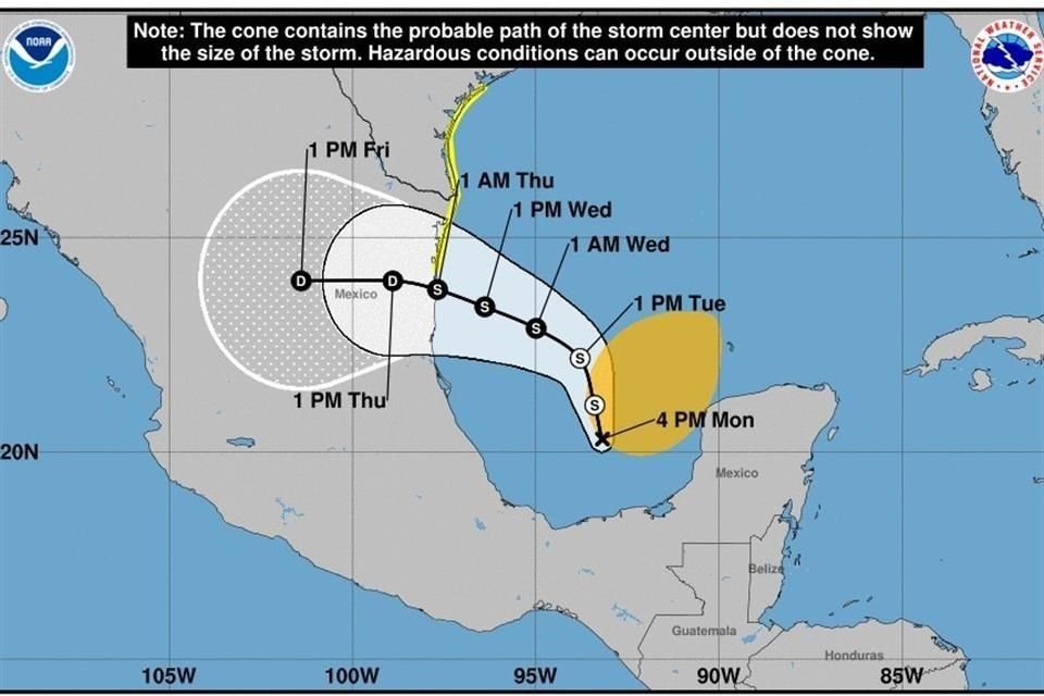 Se pronostica que el sistema entre por Tamaulipas y toque tierra en Nuevo León entre la noche del miércoles y la madrugada del jueves.