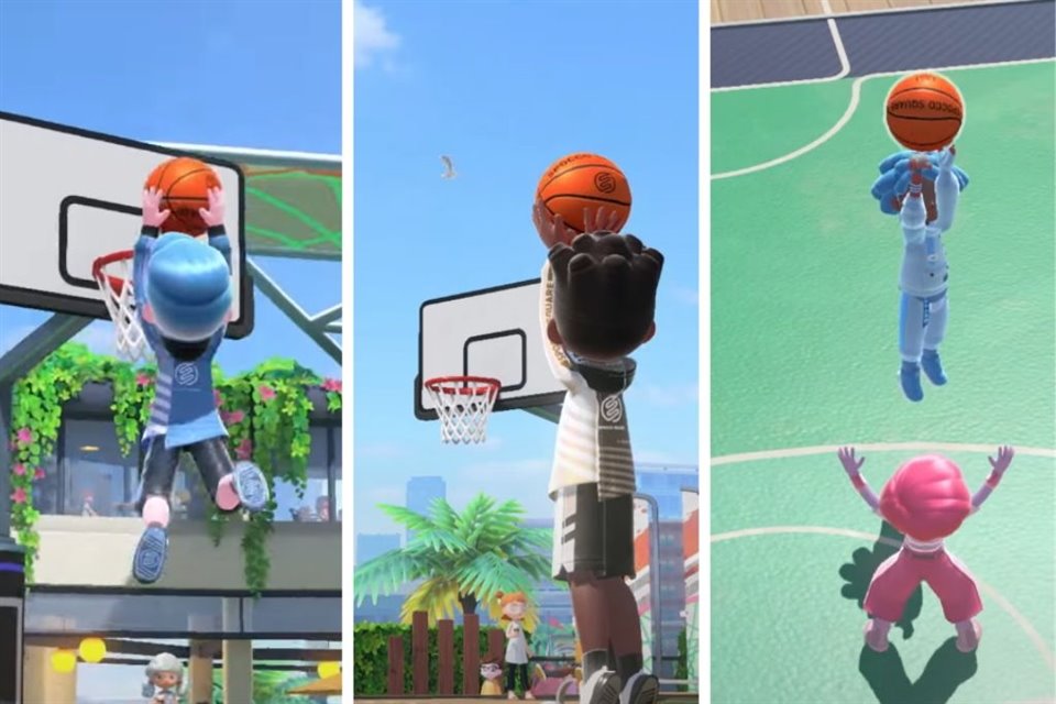 Nintendo Switch Sports sumará el basquetbol a su colección de deportes, para que puedas retar a tus amigos en concursos de triples.