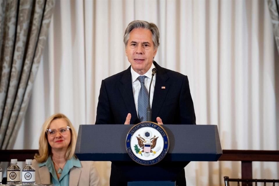 El Secretario de Estado Antony Blinken durante la presentación de un informe sobre la trata de personas en Washington.