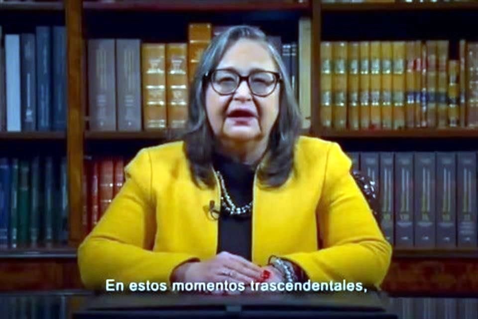 La Ministra Presidenta en un mensaje grabado a los trabajadores del Poder Judicial Federal.