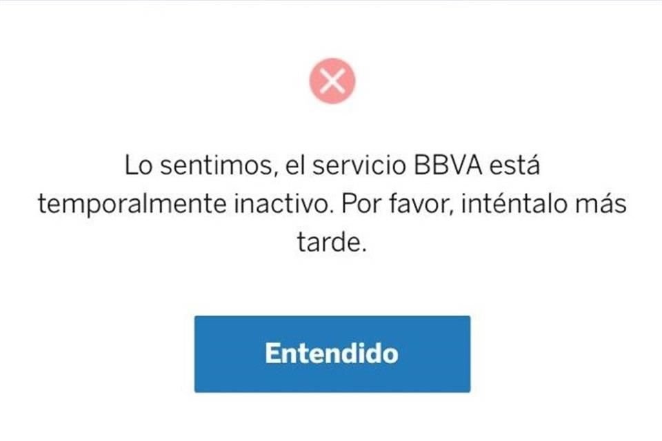 La app de BBVA México no funciona este viernes de quincena.