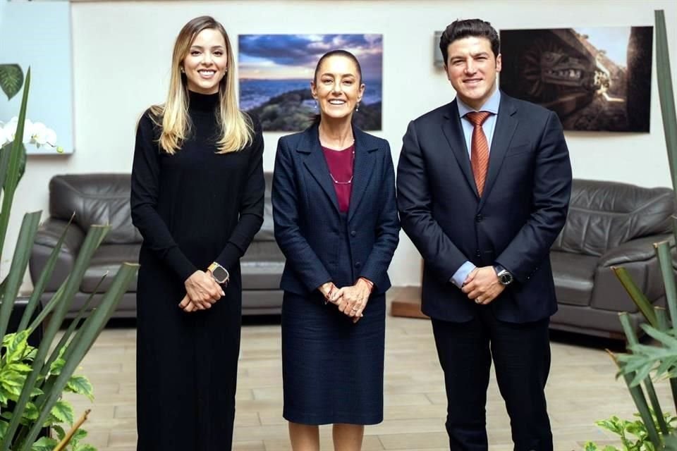 Mariana Rodríguez, Claudia Sheinbaum y Samuel García.