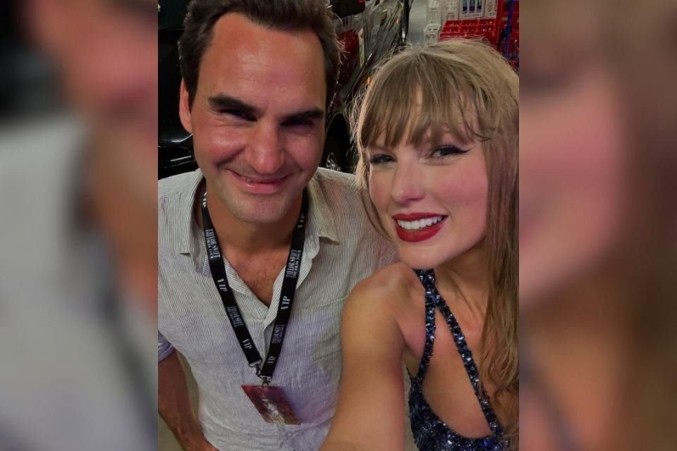 El ex tenista Roger Federer presumió una fotografía de su reunión con Taylor Swift después de un show del 'The Eras Tour' en Suiza.