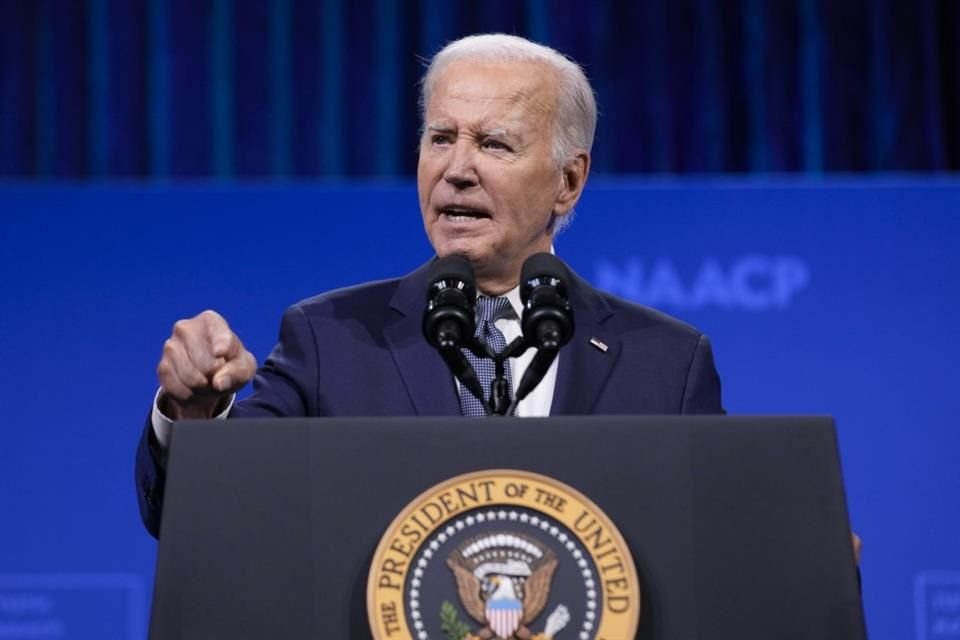 El Presidente Joe Biden habla durante un evento en Las Vegas, el 16 de julio de 2024.