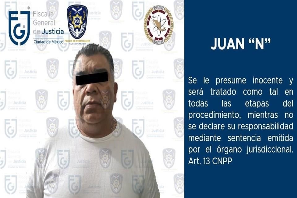 Juan Manuel 'N', alias 'El Chacal' o 'Chucky', quedó a disposición de la representación social de la Coordinación General de Investigación de Delitos de Alto Impacto.