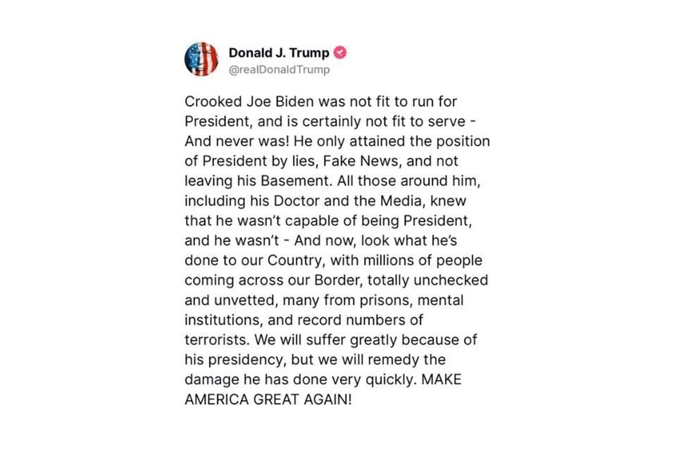 Trump dijo que 'remediará' los daños hechos por Biden.