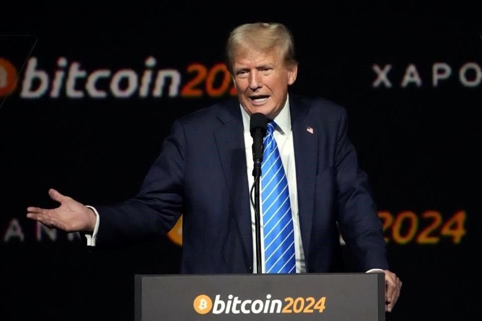 El candidato presidencial republicano, el ex presidente Donald Trump, habló en la Conferencia Bitcoin 2024 el sábado 27 de julio de 2024 en Nashville, Tennessee.