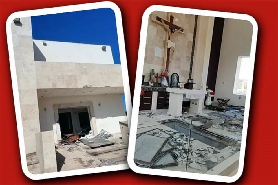 Así quedó la capilla en Culiacán, Sinaloa, donde se robaron restos de familiares de Dámaso López Núñez, 'El Licenciado', preso en EU por narcotráfico.