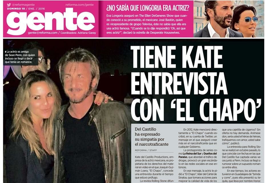 Kate del Castillo y Sean Penn se reunieron con Joaquín Guzmán Loera en octubre de 2015, alistaban una película sobre su vida.