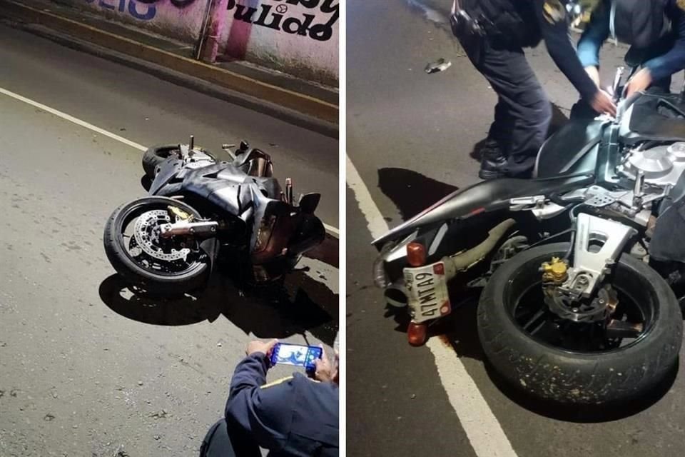 Tras perder el control de la motocicleta, el hombre invadió la banqueta y se estrelló contra un muro de piedra de una vivienda.