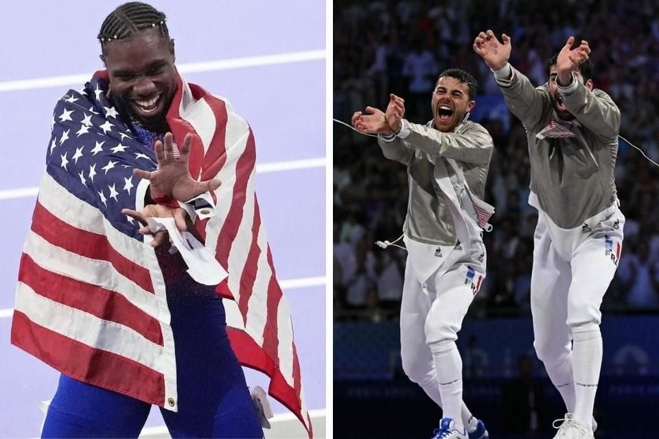 Noah Lyles, campeón de los 100 metros planos y el equipo francés de esgrima que logró el Bronce, celebraron como saiyajines en París 2024.