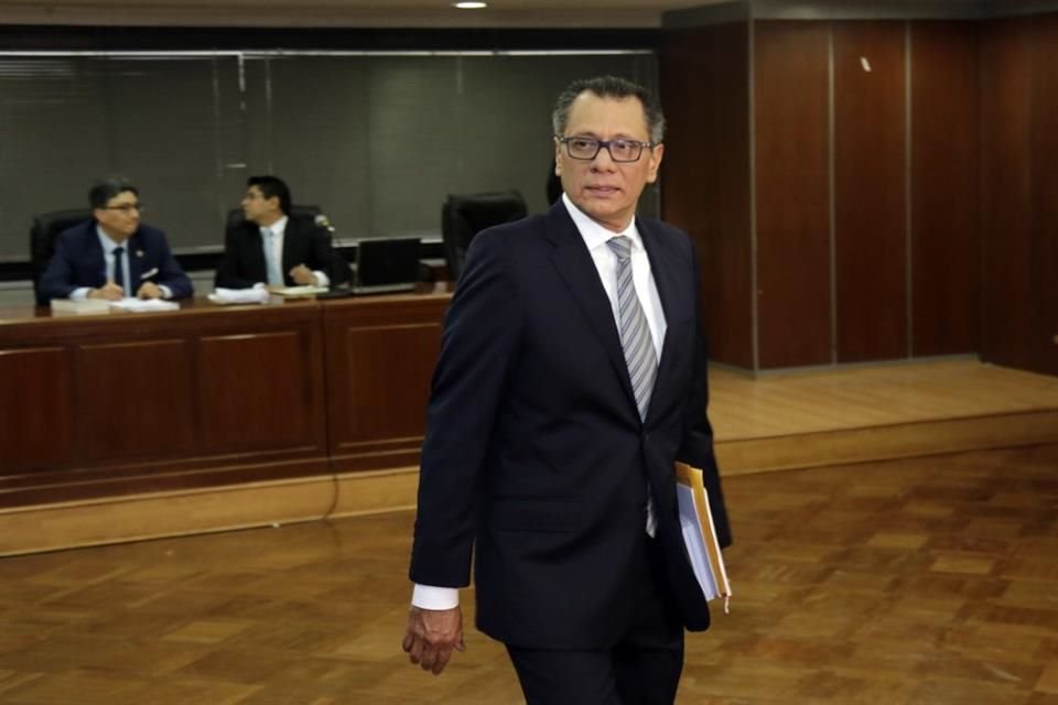 El ex Vicepresidente de Ecuador, Jorge Glas, en la sala de audiencia en la Corte Suprema en Quito, Ecuador, el 23 de mayo de 2018.